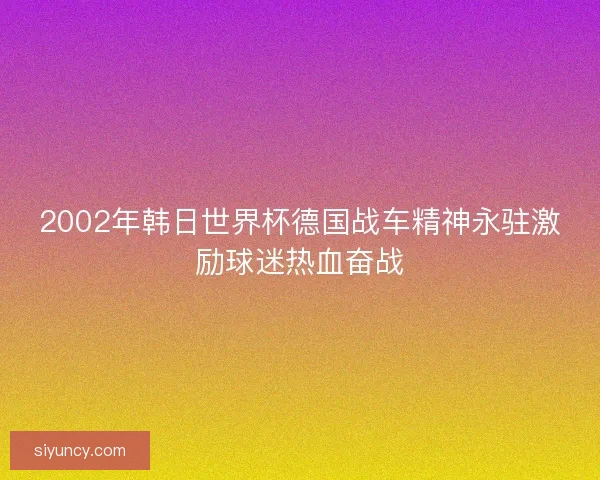 2002年韩日世界杯德国战车精神永驻激励球迷热血奋战