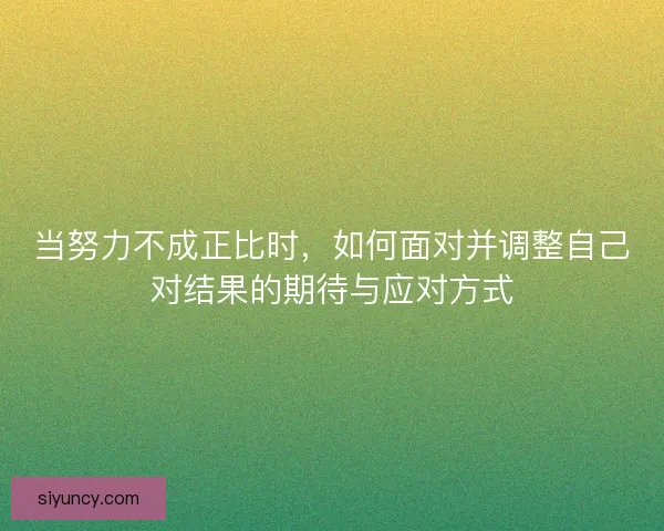 当努力不成正比时，如何面对并调整自己对结果的期待与应对方式