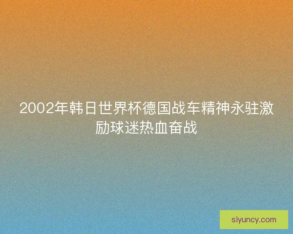 2002年韩日世界杯德国战车精神永驻激励球迷热血奋战