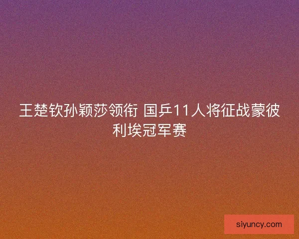 王楚钦孙颖莎领衔 国乒11人将征战蒙彼利埃冠军赛