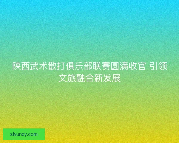 陕西武术散打俱乐部联赛圆满收官 引领文旅融合新发展