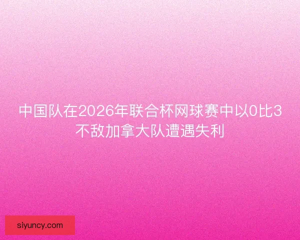 中国队在2026年联合杯网球赛中以0比3不敌加拿大队遭遇失利